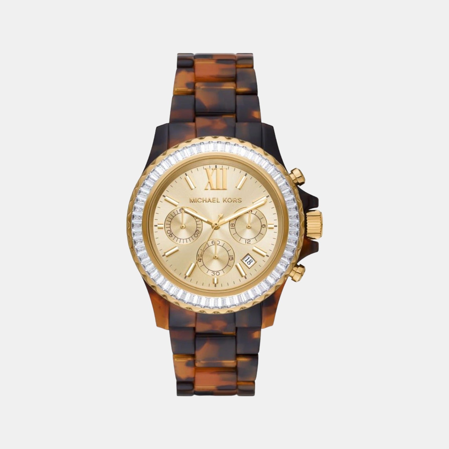 Michael Kors Everest Women Quartz Gold Dial Chronograph Stainless Steel Watch MK7239