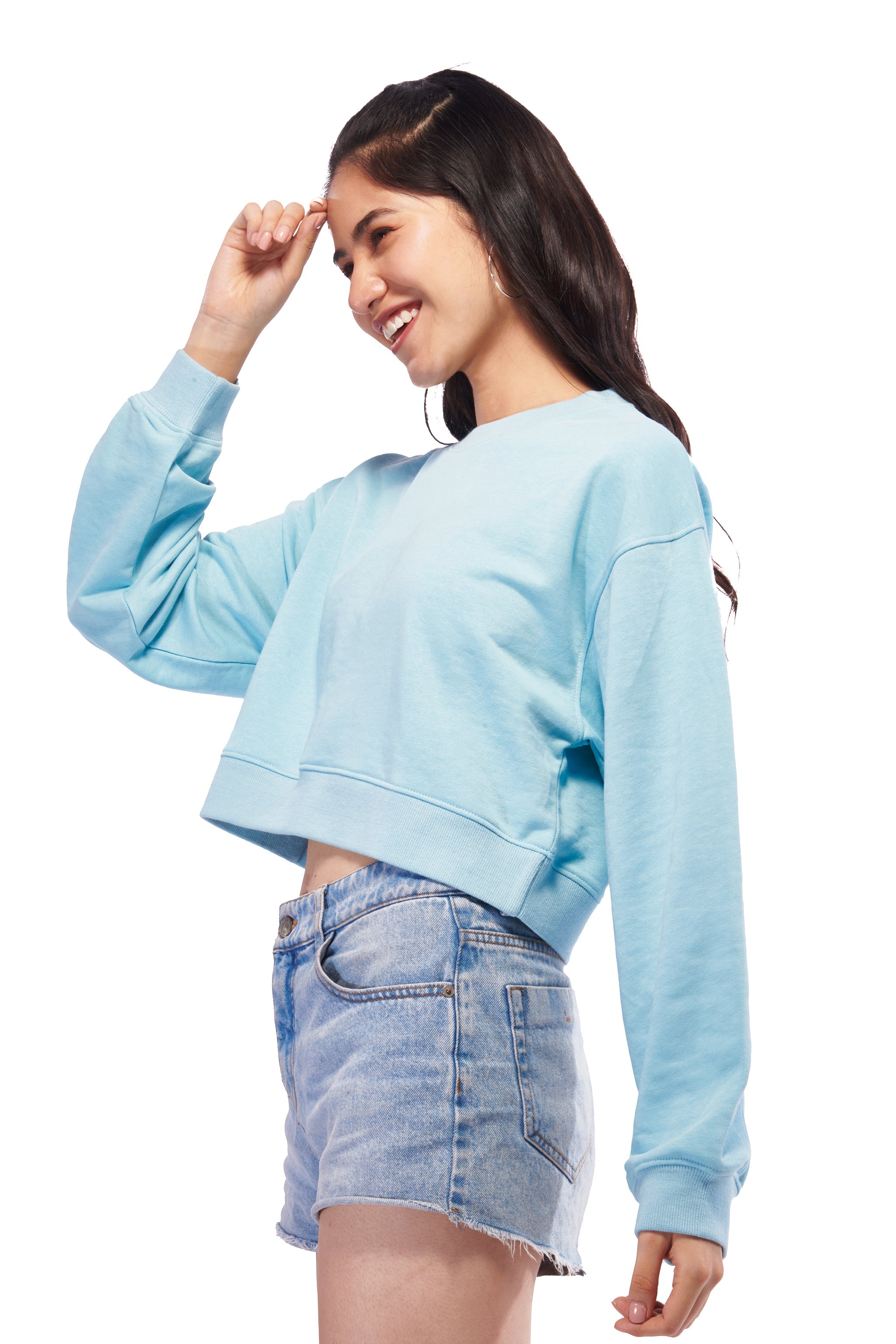 VSCO Blue Oversized Crop Sweatshirt - view 3