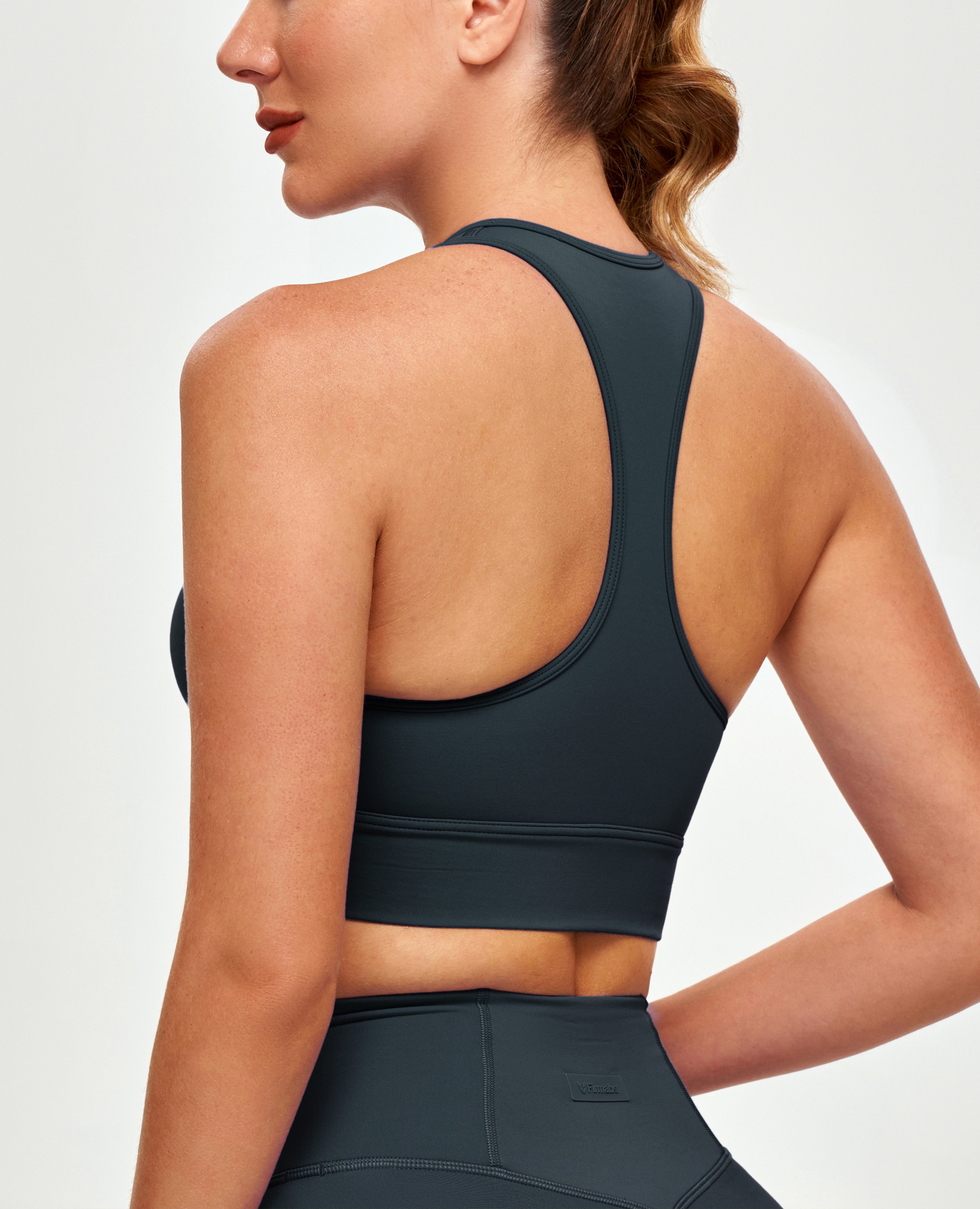 FIRM ABS High Neck Sports Bra - Gray - view 2