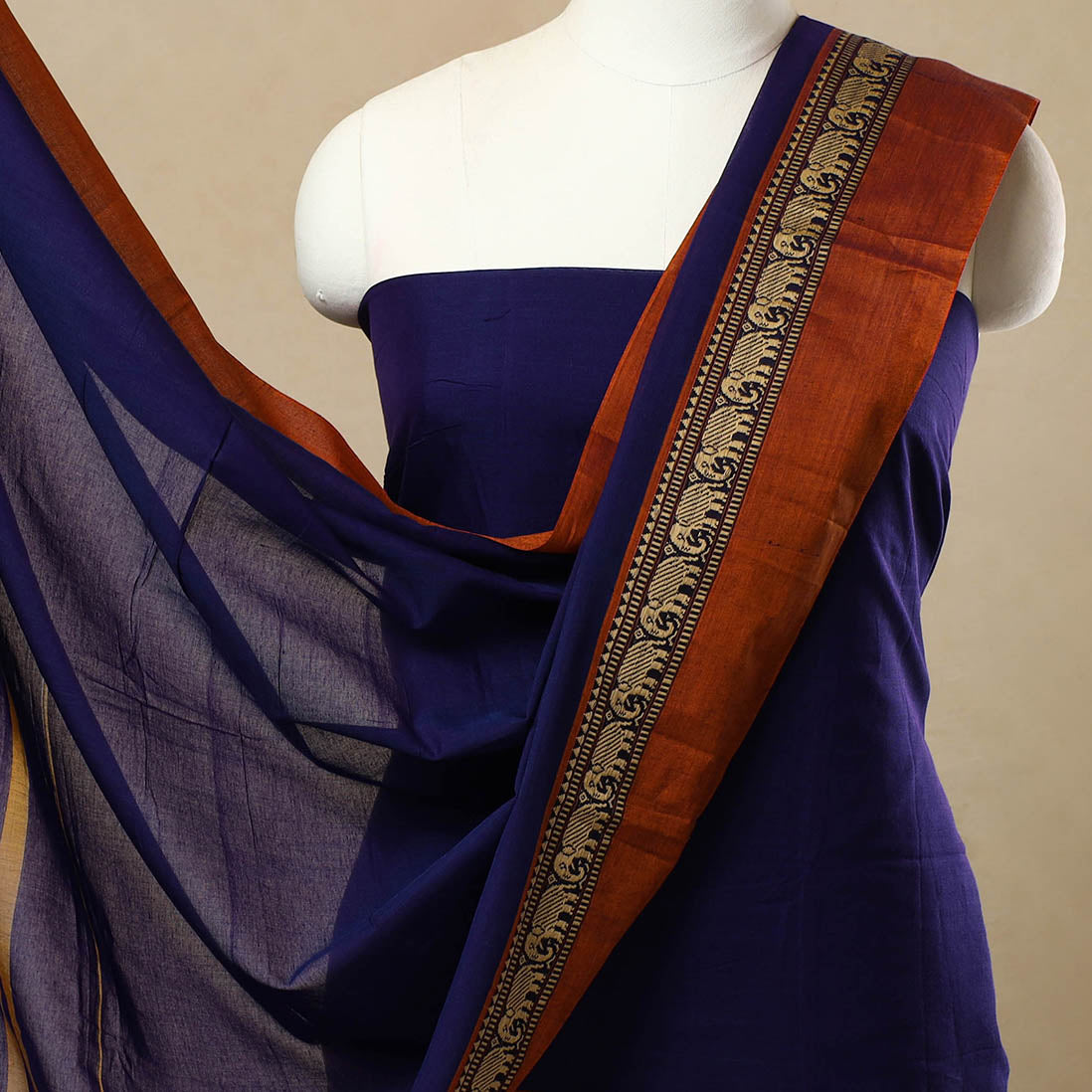 SOUTH KARGHA Blue - 3pc Mercerised Cotton Dharwad Dress Material 45 - view 3