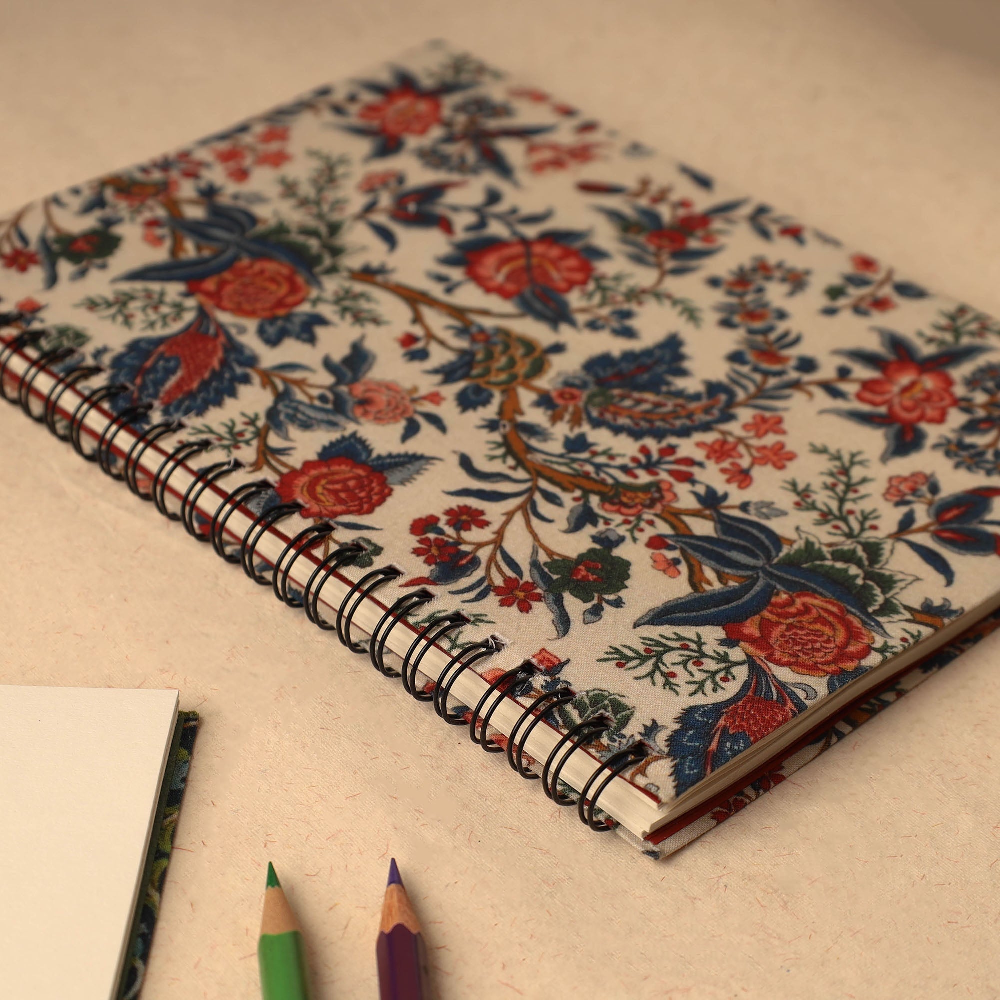 SUKRITI INPRINT Beige - Floral Printed Handcrafted Spiral Notebook (8 x 6 in) 02 - view 2