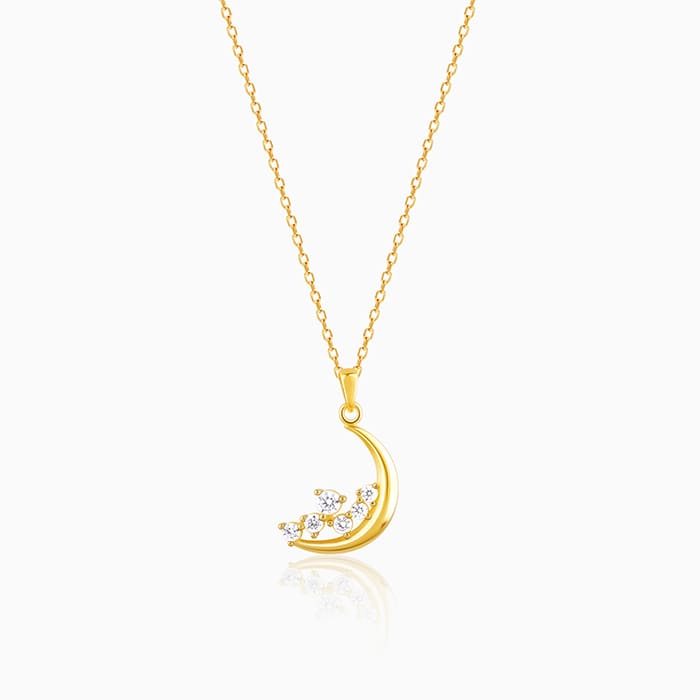 GIVA Jewellery Golden Romancing On The Moon Pendant with Link Chain