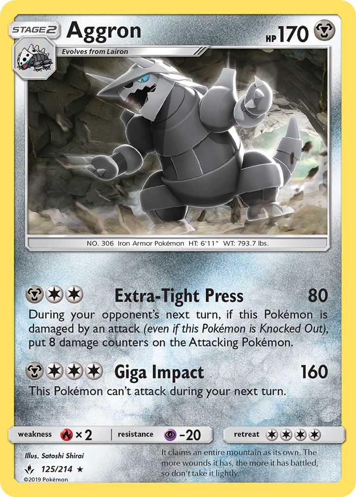 Rare sm10-125 non-holo – Pokémon Aggron - 125/214 - Rare [sm10-125] [Non-Holo] - Aggron - 125/214 - Rare