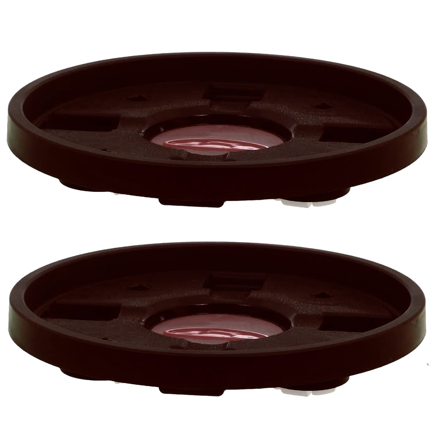Kuber Industries Unbreakable Plastic Round Shape Gas Cylinder Stand |Cylinder Trolley with Wheels,Pack of 2 (Brown)