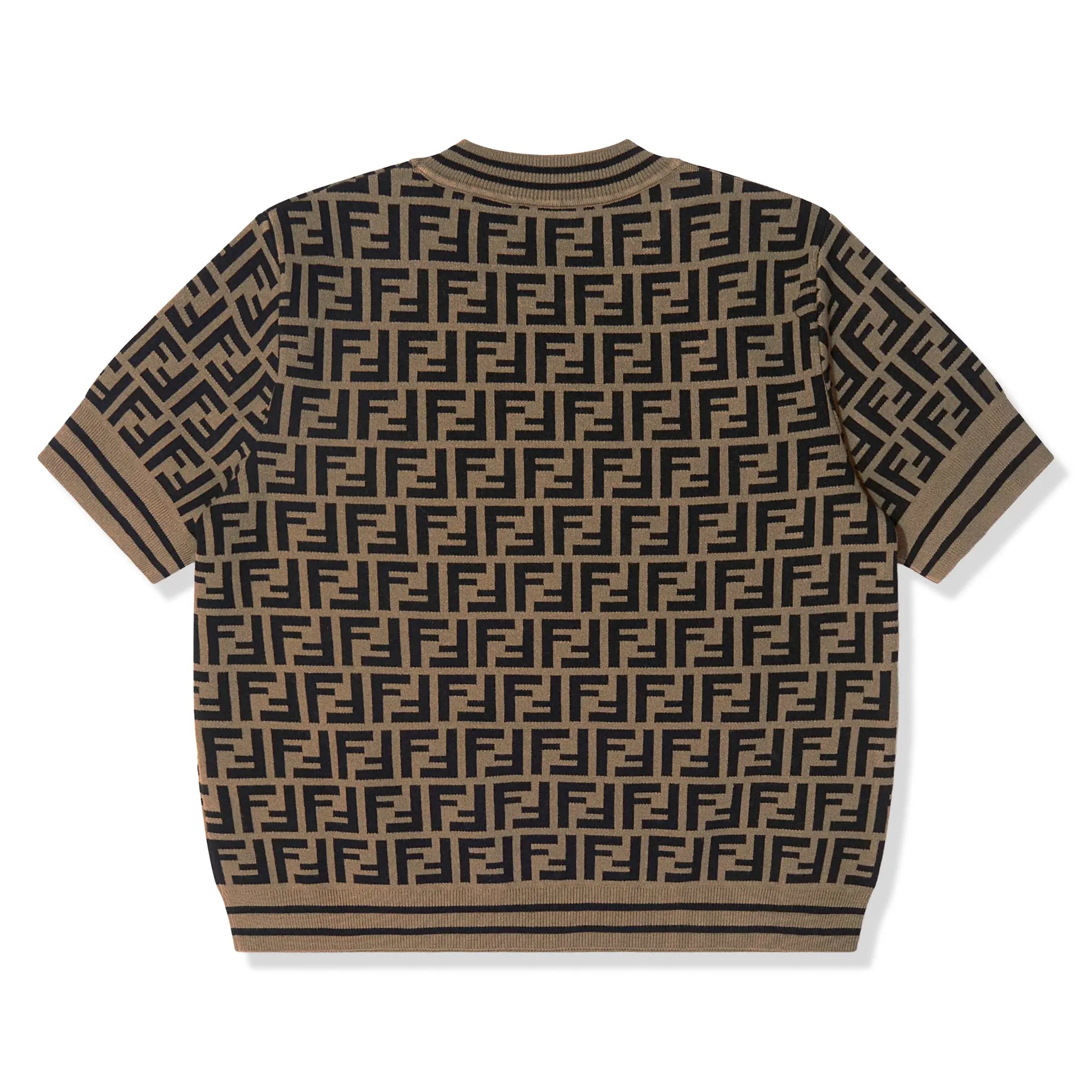 Fendi FF Logo Girls Knitted Brown T Shirt - view 2