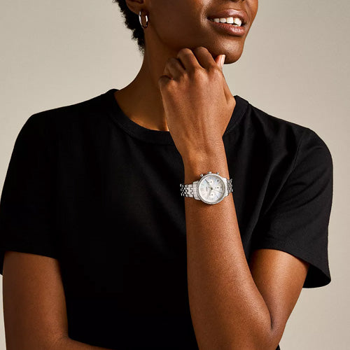 Fossil Neutra Women's Mother-Of-Pearl Dial & Silver Chain Watch - view 2