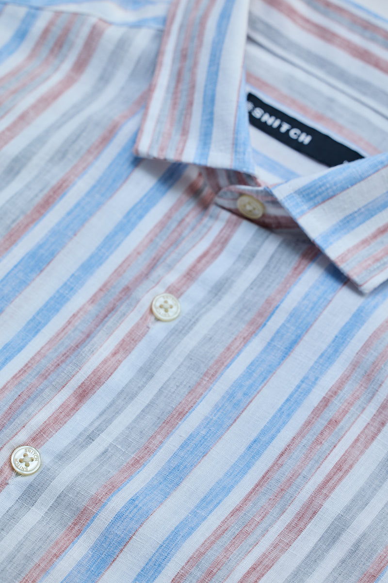 SNITCH Light Pink Stripes Slim Fit Shirt - view 2