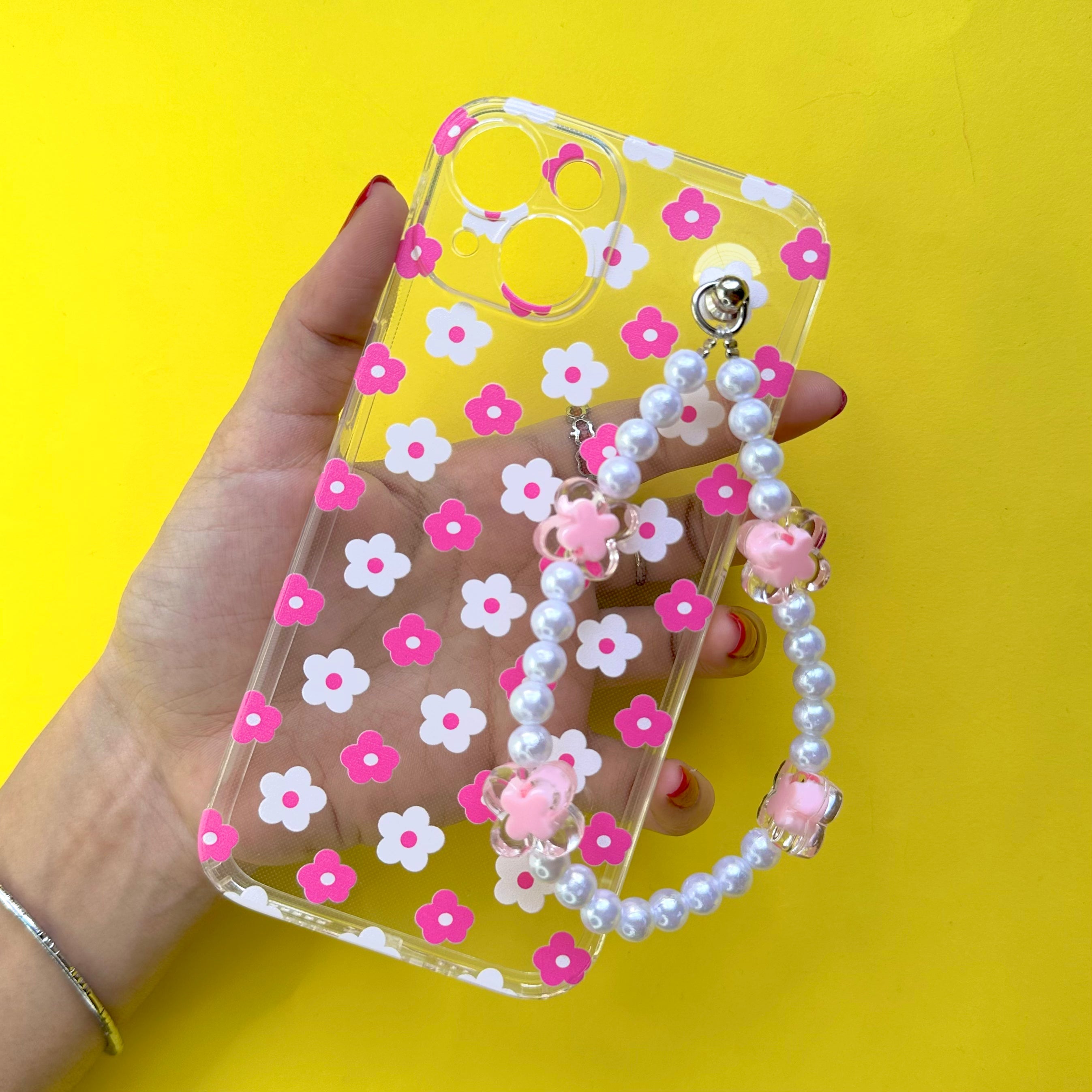 Casebasket Floraloo Transparent Pinkpearl Fall Chain Phone Cover