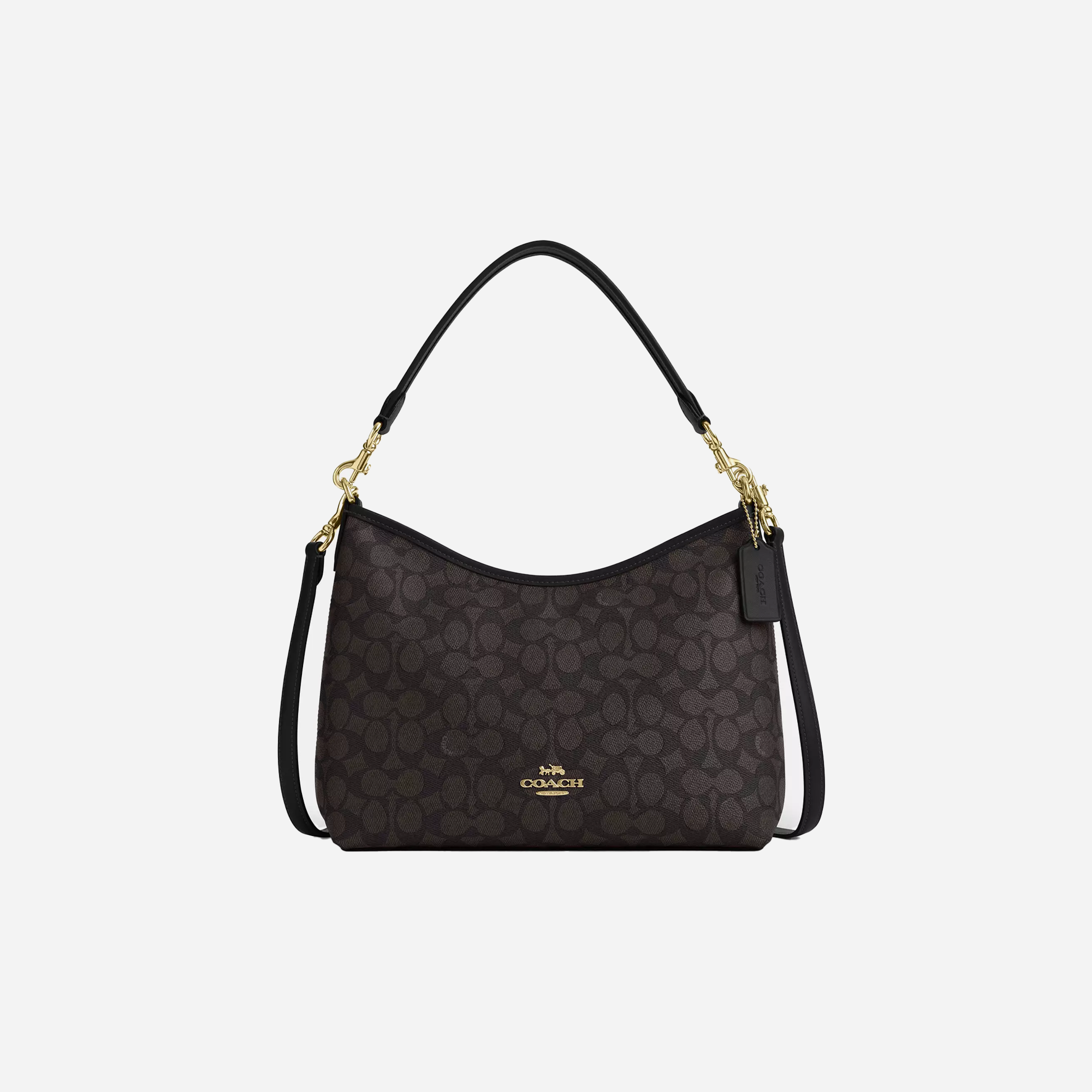 COACH Laurel Shoulder Bag In Signature Canvas Gold/Walnut/Black
