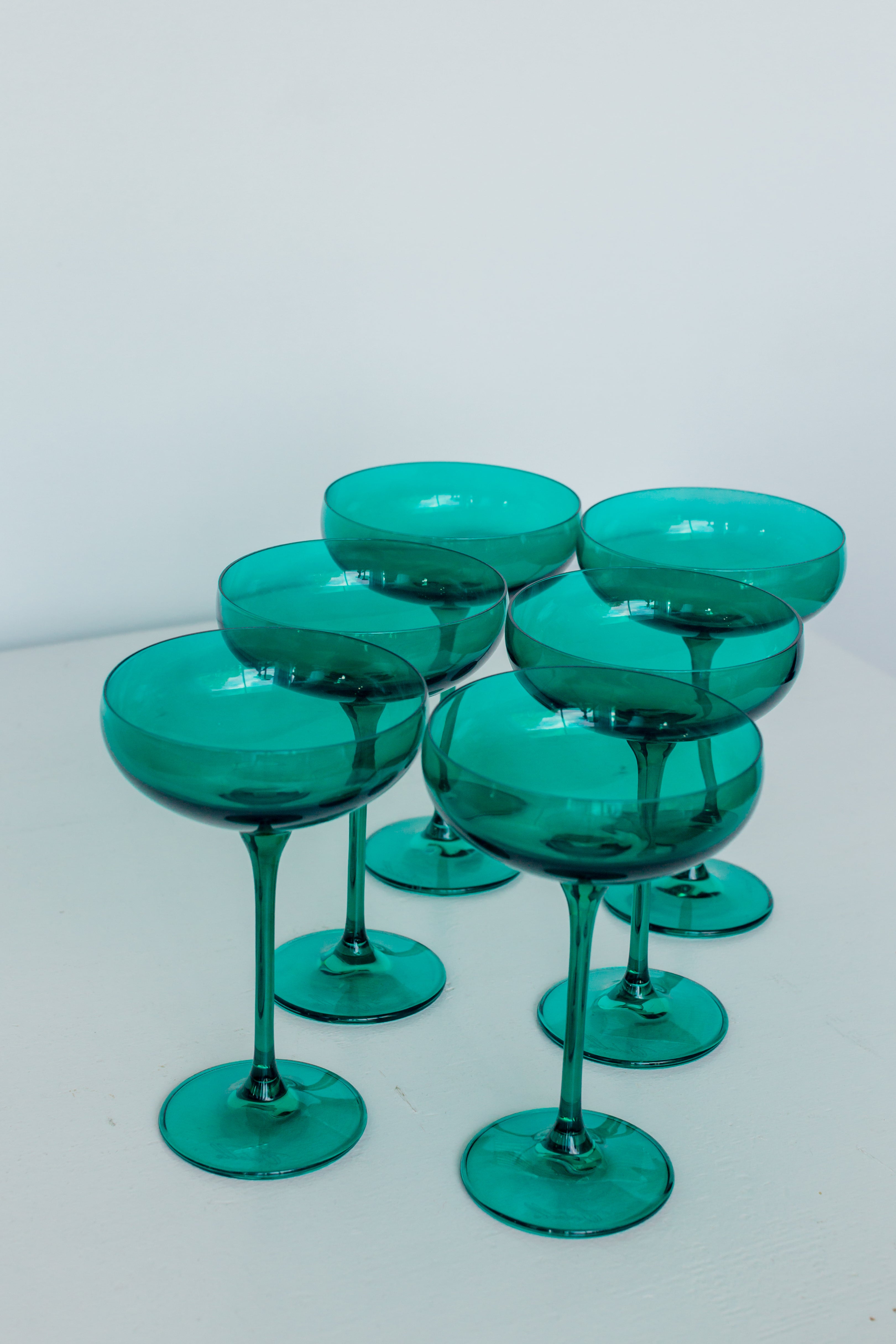 Estelle Colored Glass Estelle Colored Champagne Coupe Stemware - Set of 6 {Emerald Green}