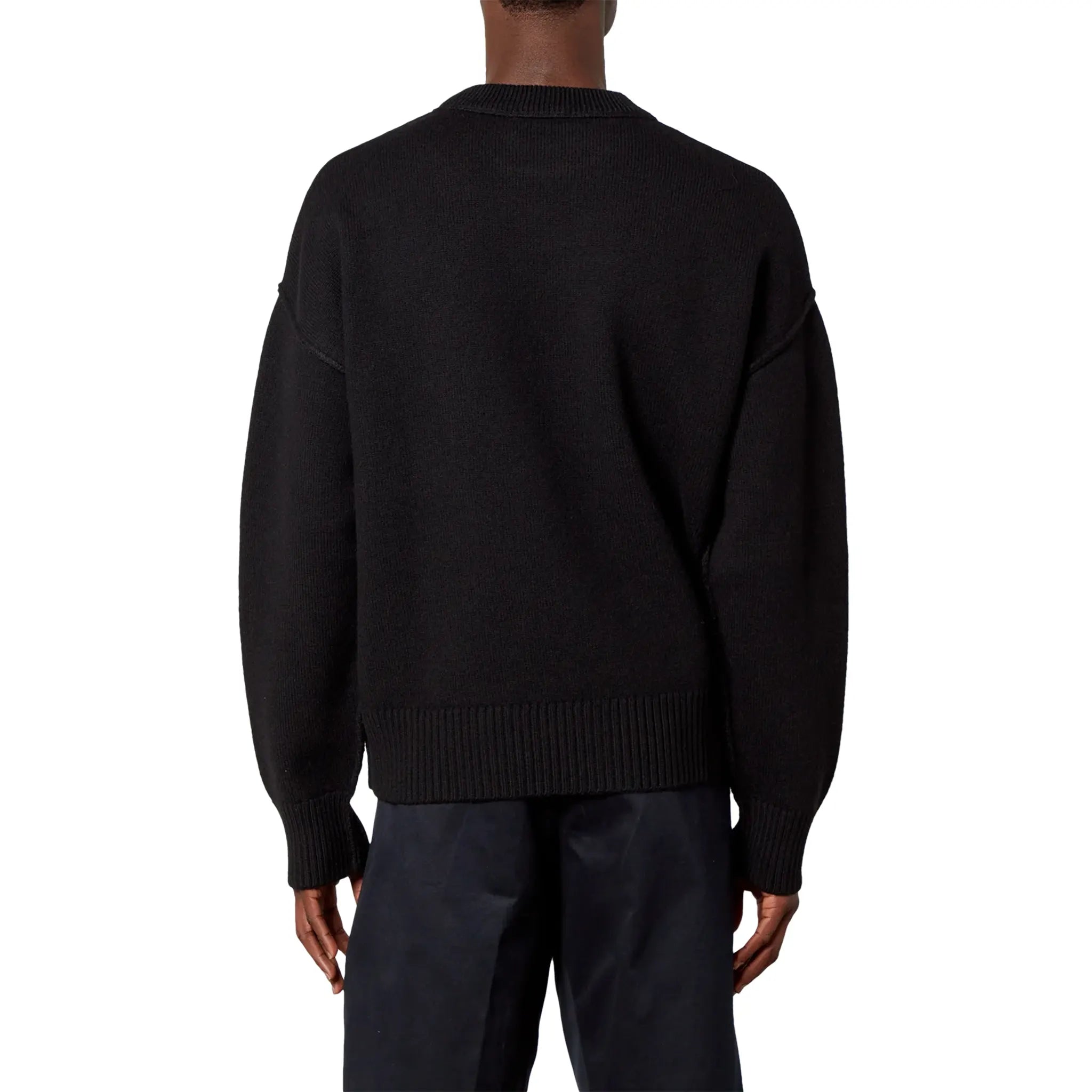 Ami Paris Red Ami De Coeur Logo Intarsia Off Black Sweatshirt - view 2