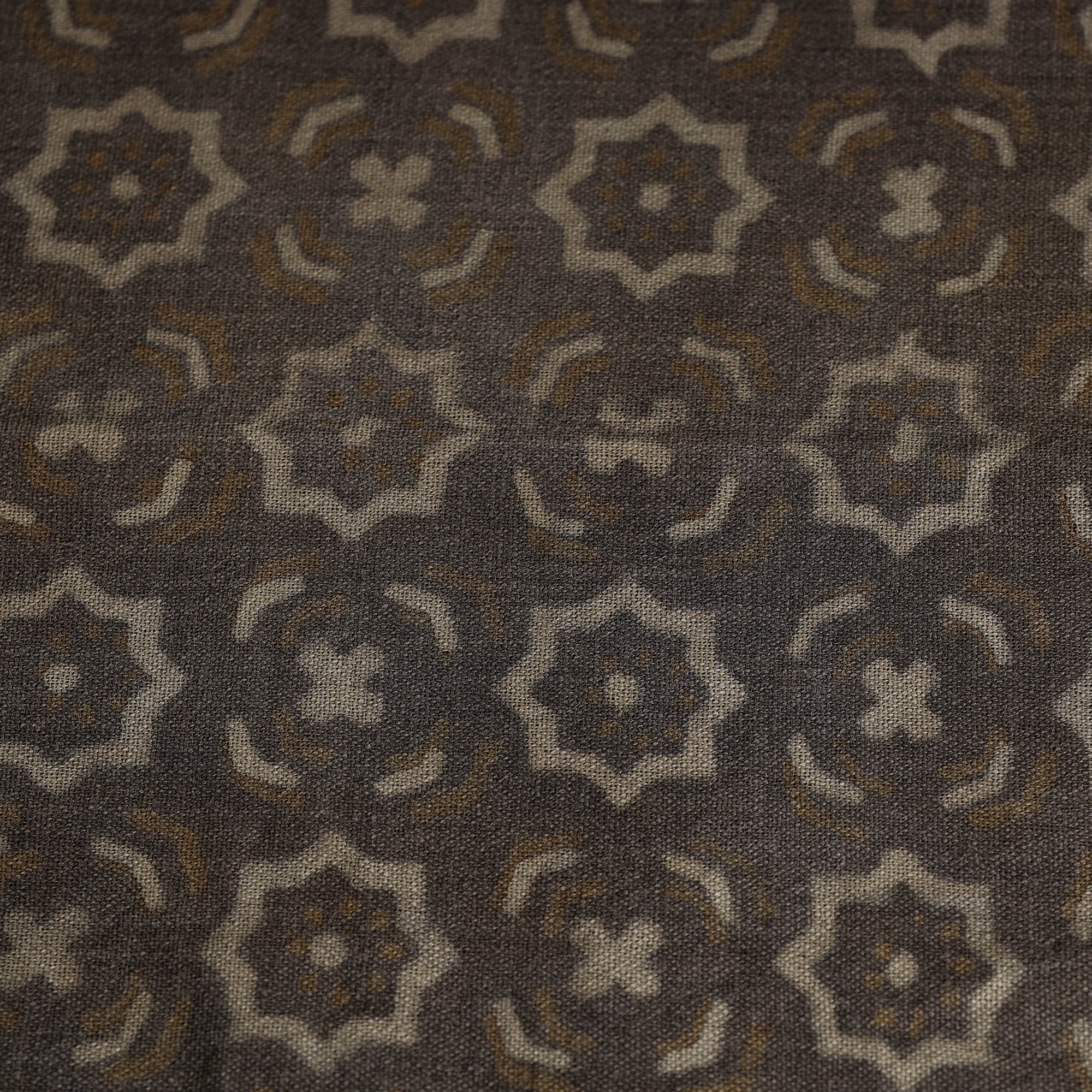 HAVELI CHRONICLES Brown - Pure Wool Handloom Akola Print Fabric 12 - view 5