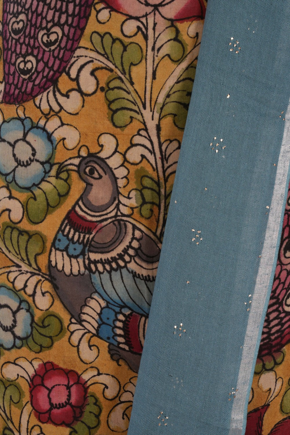 Kalanjali Kalamkari Unstitched Suit With Dupatta (2 Pcs Set) - view 2