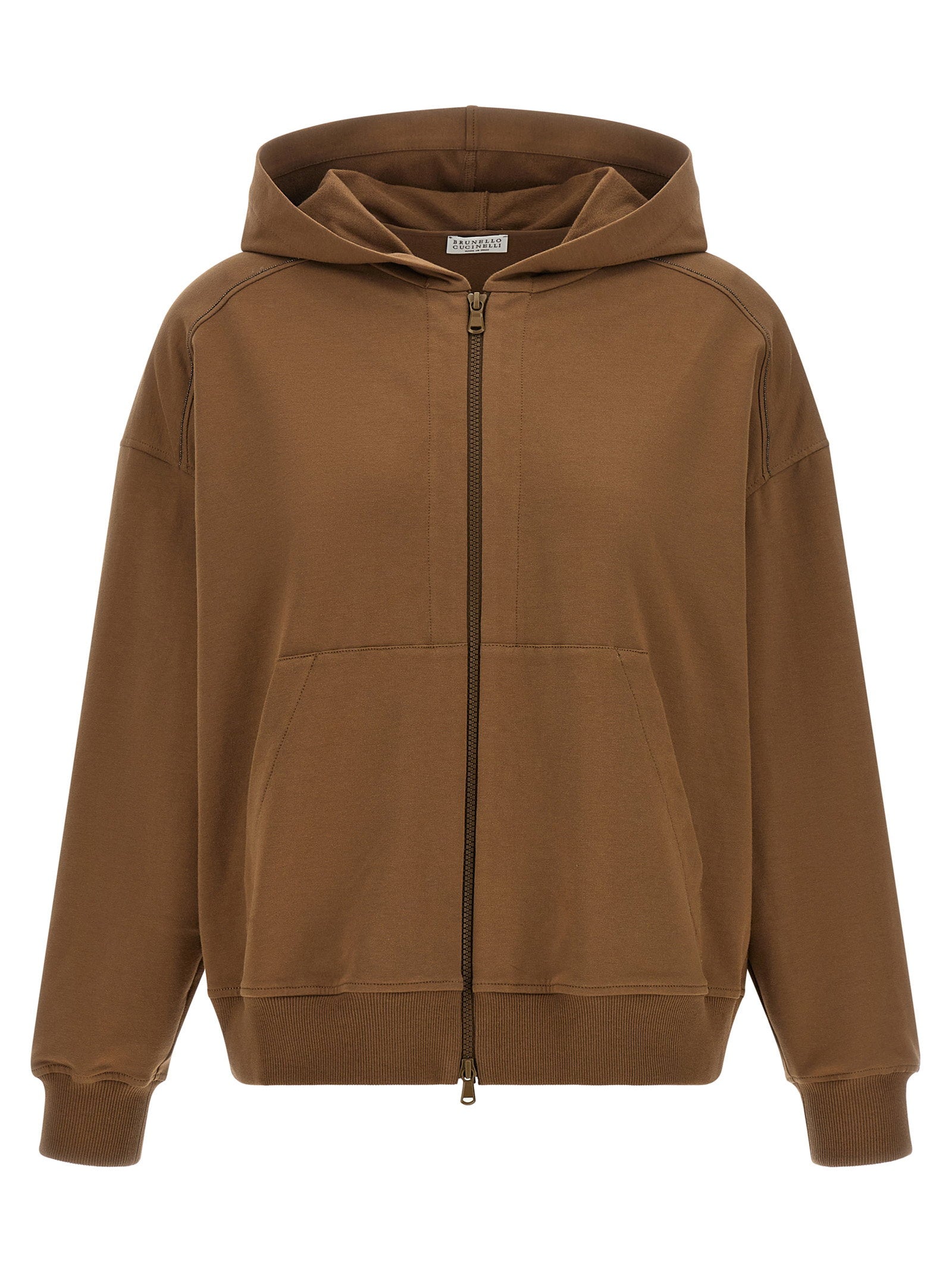Brunello Cucinelli Shiny Trims Hoodie – 98% cotton, 2% elastane