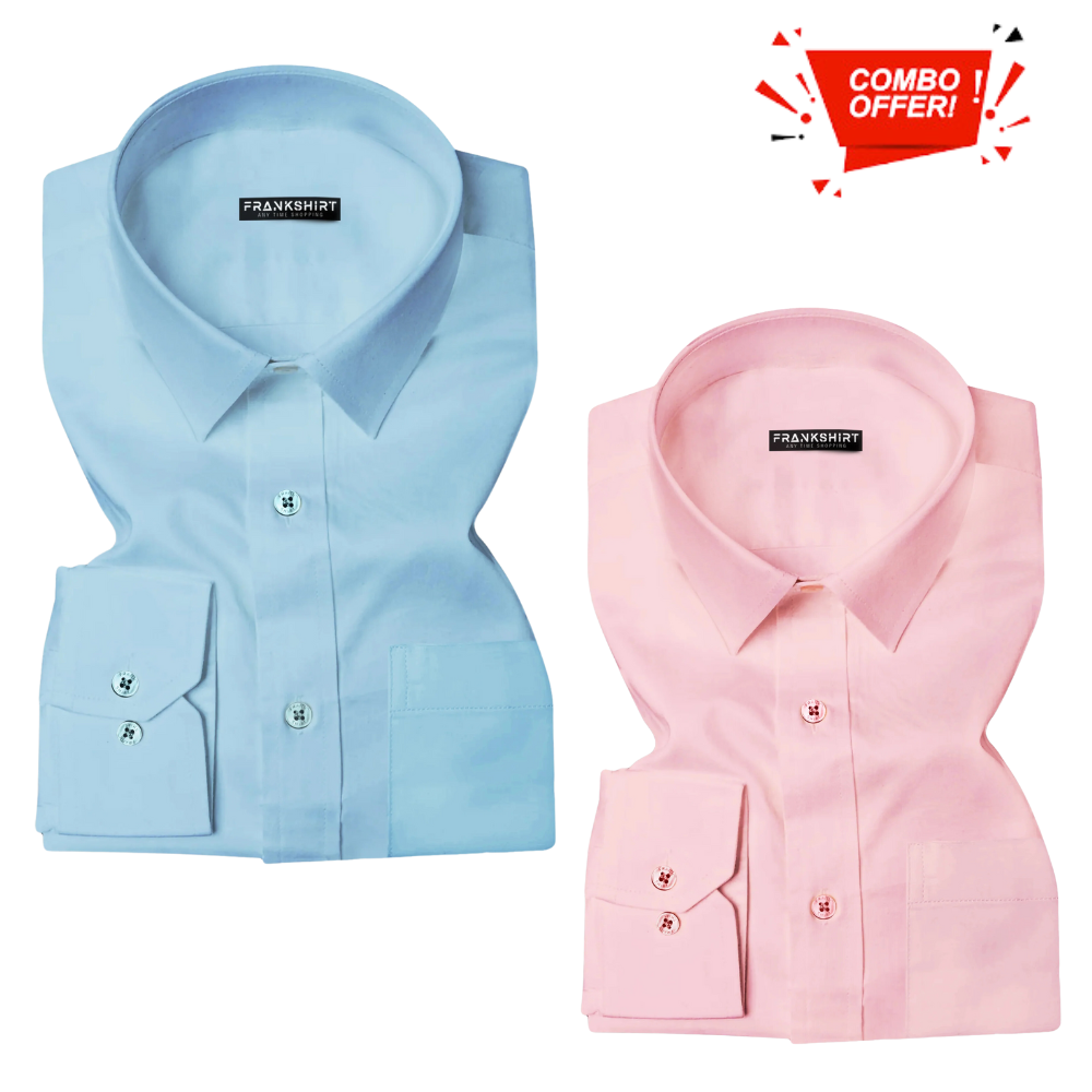 BlackTree Pack of 2 Cotton Shirt for Man ( Light Blue and Light Pink )
