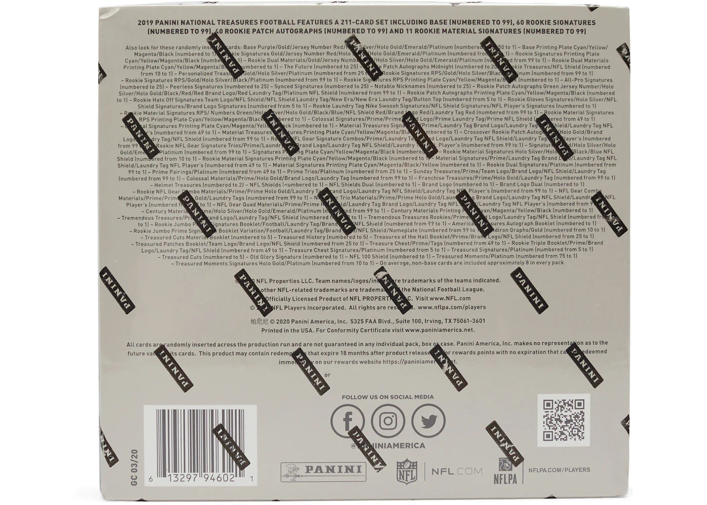 2019 Panini National Treasures Football Hobby Box - view 2