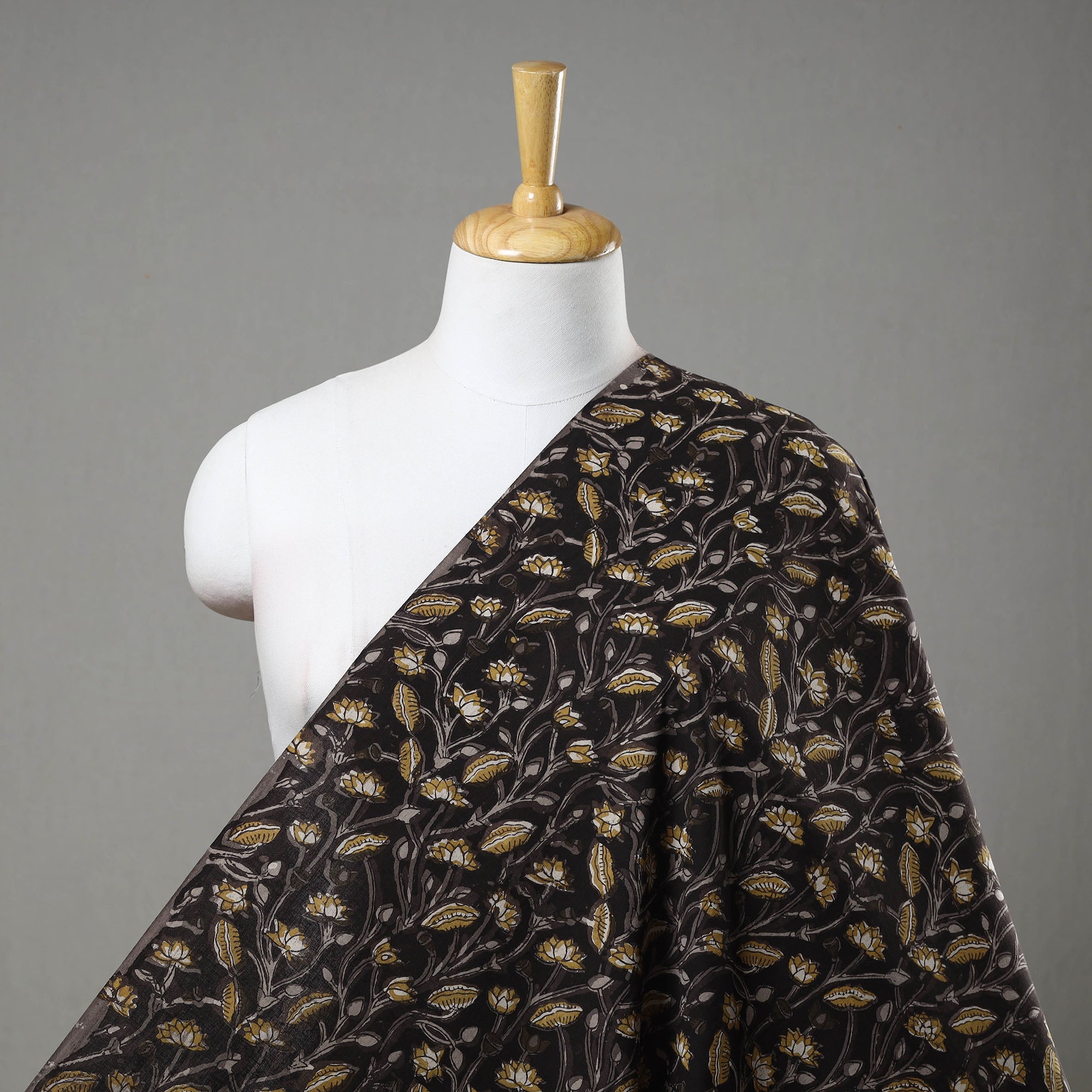 HAVELI CHRONICLES Black - Block Printed Cotton Jahota Fabric 26