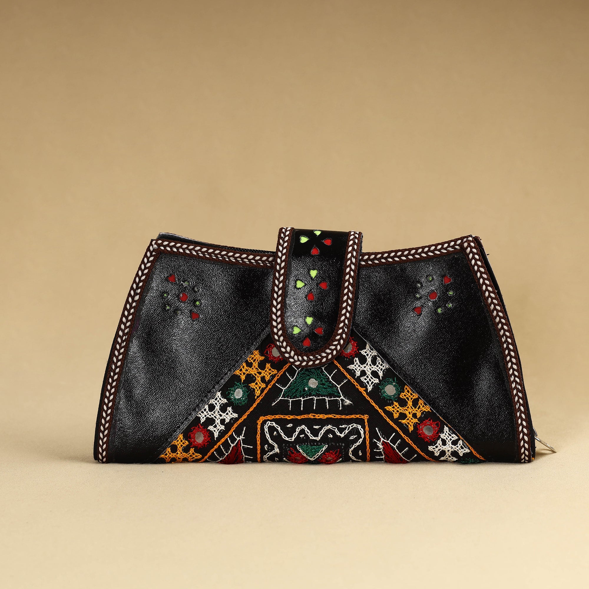ANCHAL BIJLANI PATHUBHAI Black - Kutch Embroidery Cotton Handmade Leather Wallet 47