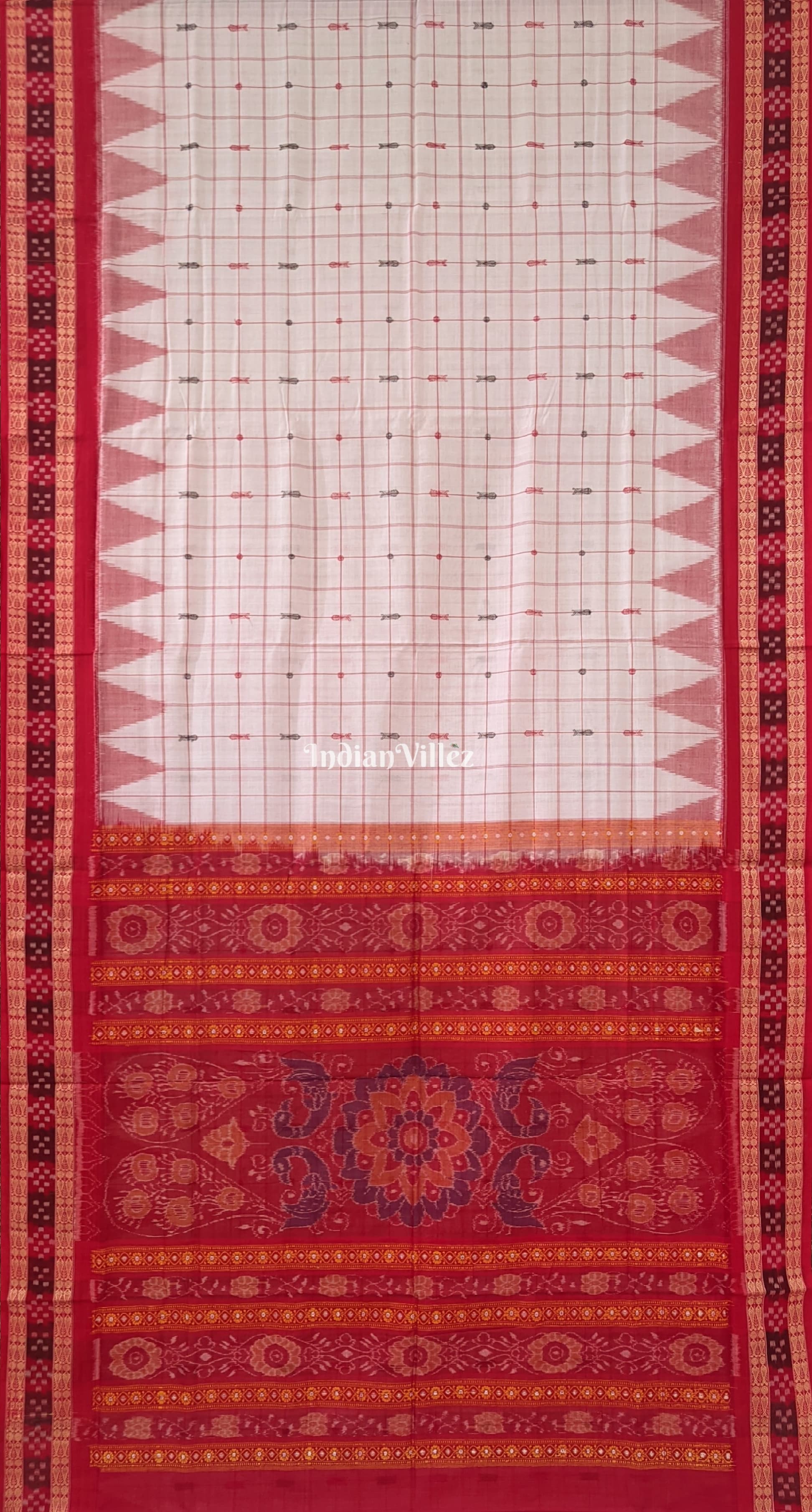 IndianVillèz Pink White Dual Tone Bomkai Sambalpuri Pure Cotton Saree