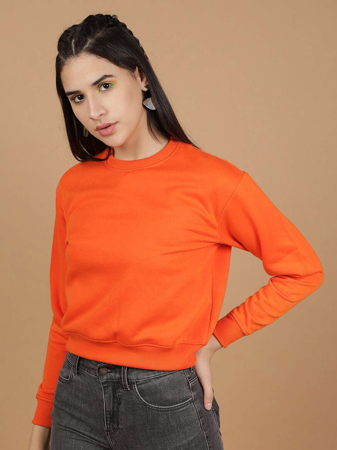 Freehand By The Indian Garage Co Women's Solid Regular Fit Sweatshirt - view 5