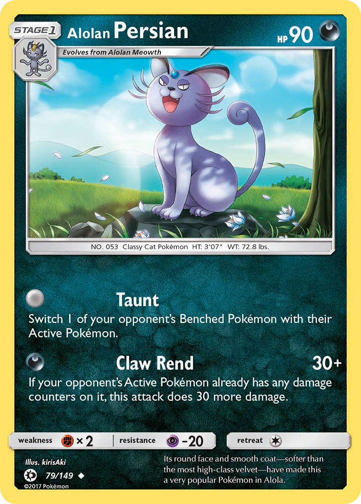 Uncommon sm1-79 non-holo – Pokémon Alolan Persian - 79/149 - Uncommon [sm1-79] [Non-Holo] - Alolan Persian - 79/149 - Uncommon