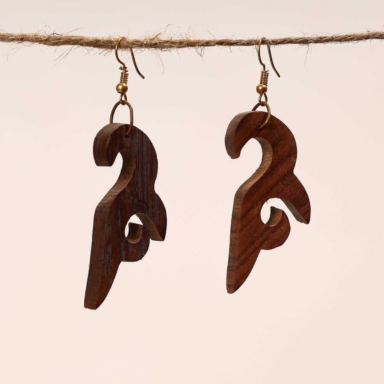 ITOKRI CRAFTS INITIATIVE Bijnor Hand Carved Sheesham Wood Earrings - view 2