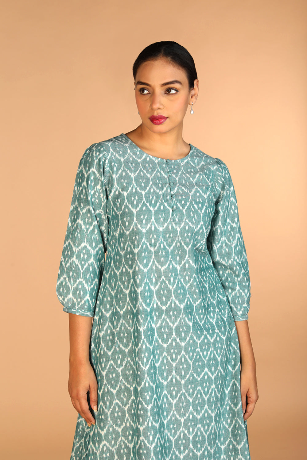 Kalanjali Ethnics Cotton Ikat Kurti – Women's, OCEAN BLUE - view 8