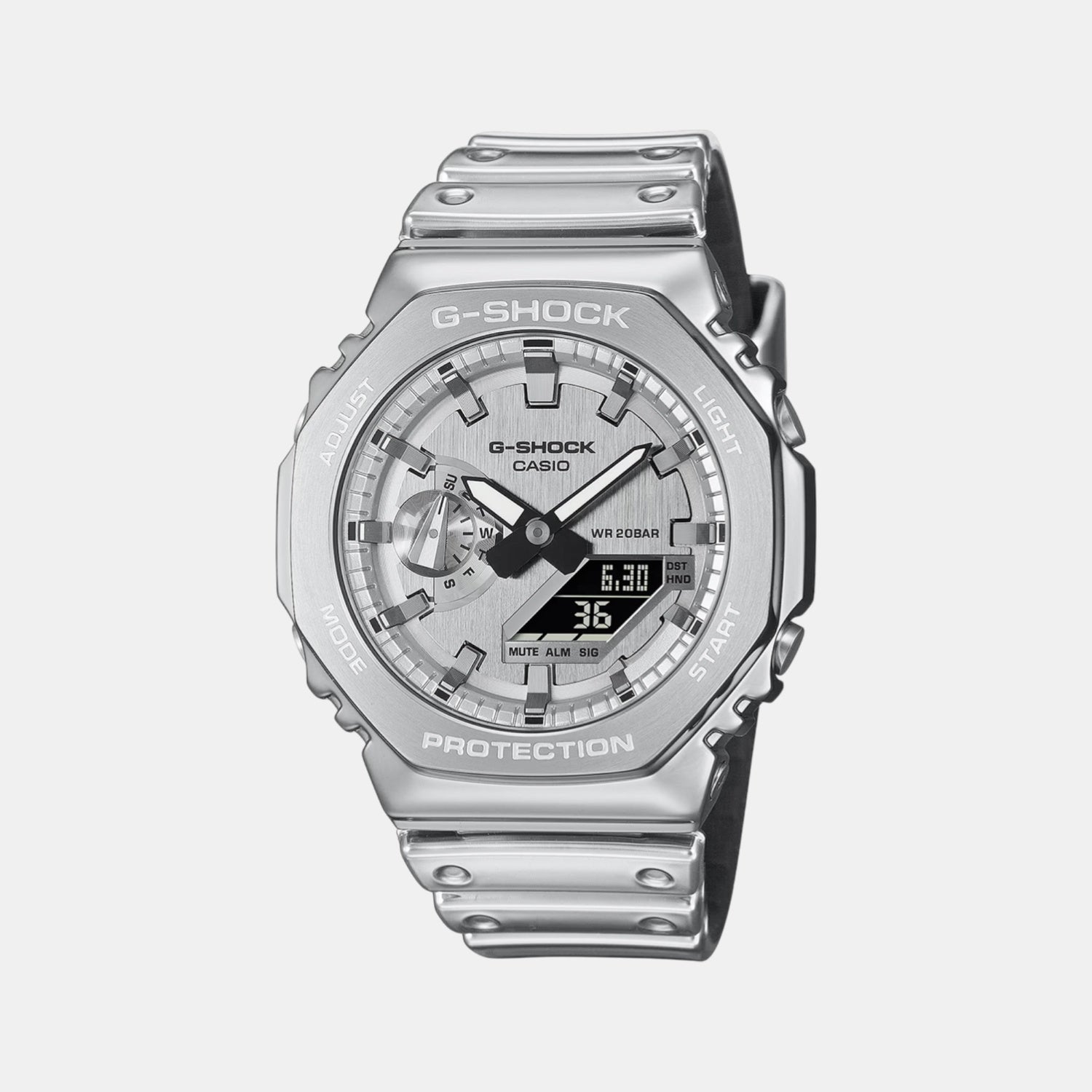 Casio G-Shock Men Quartz Silver Dial Analog Resin Watch G1668