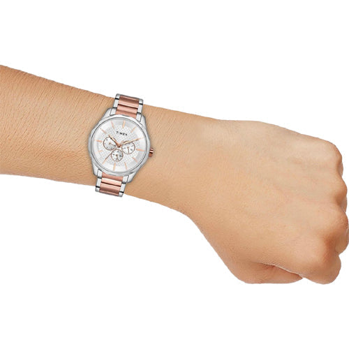 Timex Fashion Collection Premium Quality Multifunction Pair's Analog Silver Dial Coloured Quartz Watch, Round Dial with 44mm TW00PR291 - view 4