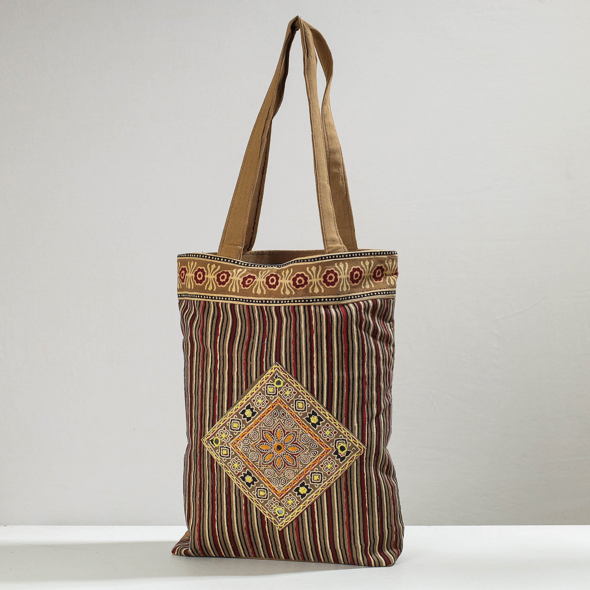 SHADES OF MARUDHARA Brown - Marudhara Printed Patchwork Shoulder Bag with Charm - view 2
