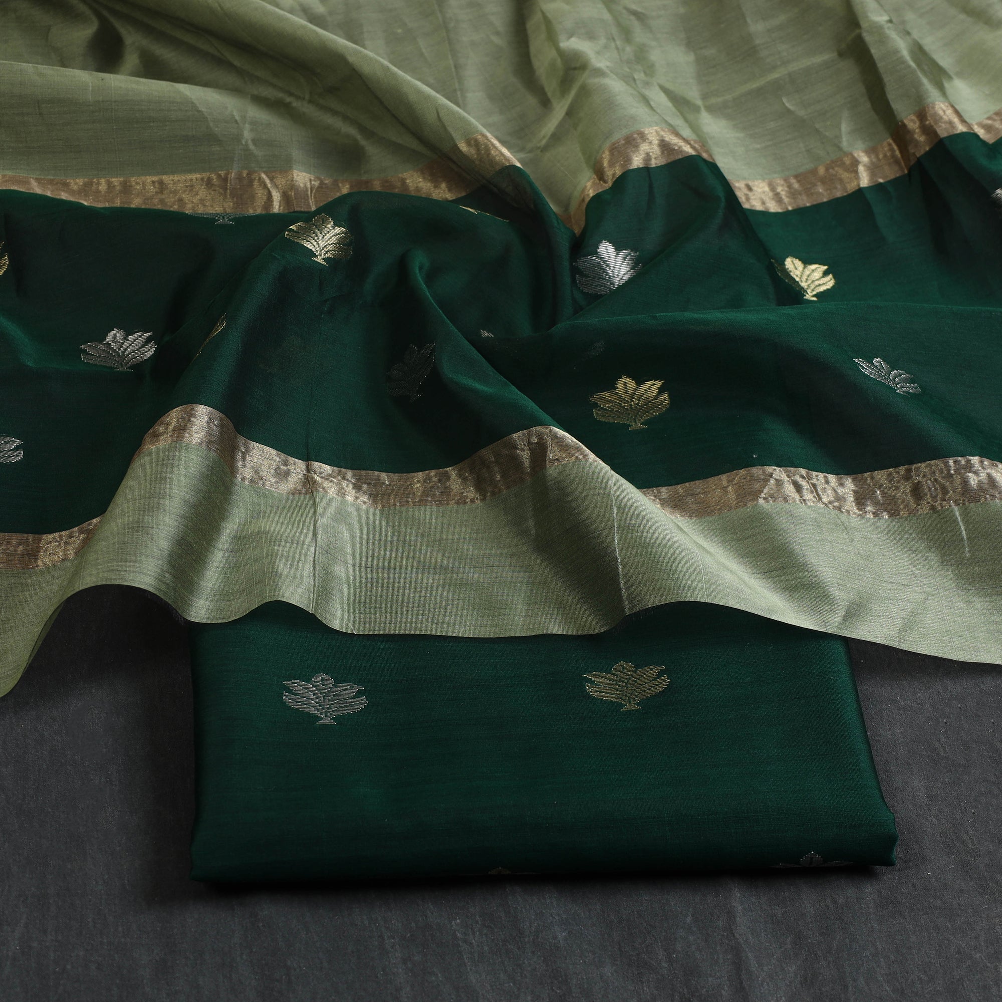 CHANDERI BY RAUPH KHAN 2pc Zari Buti Handloom Chanderi Silk Dress Material 26 - view 2