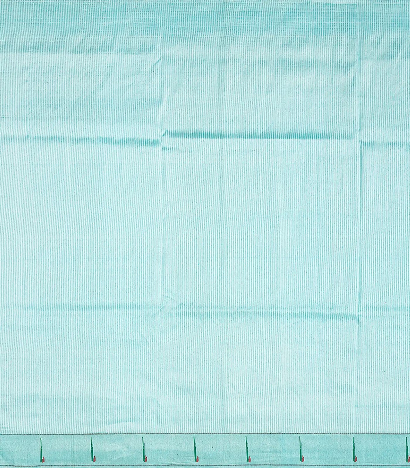 RmKV Turquoise Handloom Paithani Silk Saree With Stripes-Turquoise - view 4