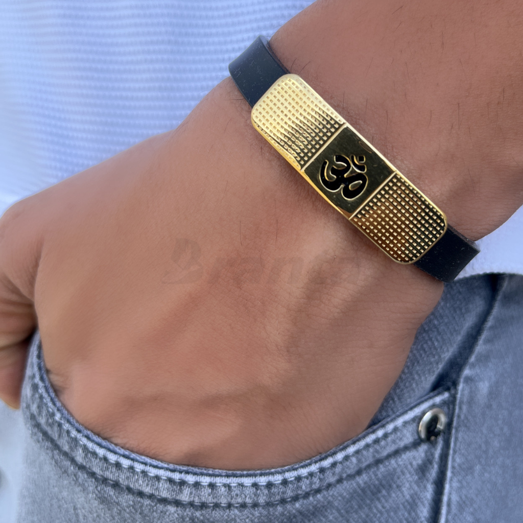Branta Om Silicon Belt Men's Gold Bracelet - view 2