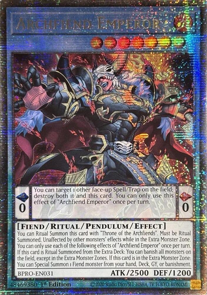 Yu-Gi-Oh! Archfiend Emperor - BPRO-EN031 - Starlight Rare - 1st Edition