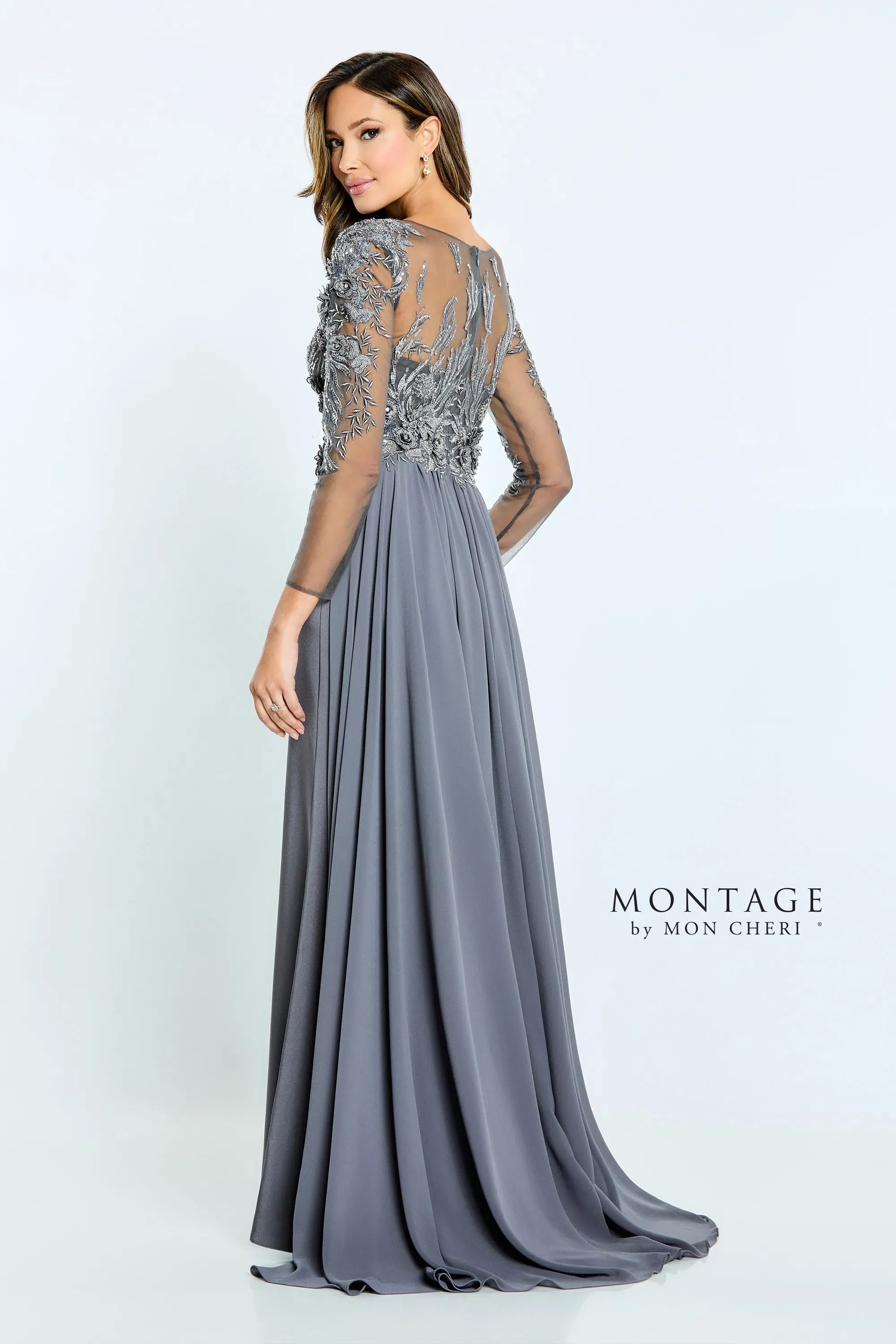 Montage M509 Long Sleeve Formal Beaded Evening Dress - view 2