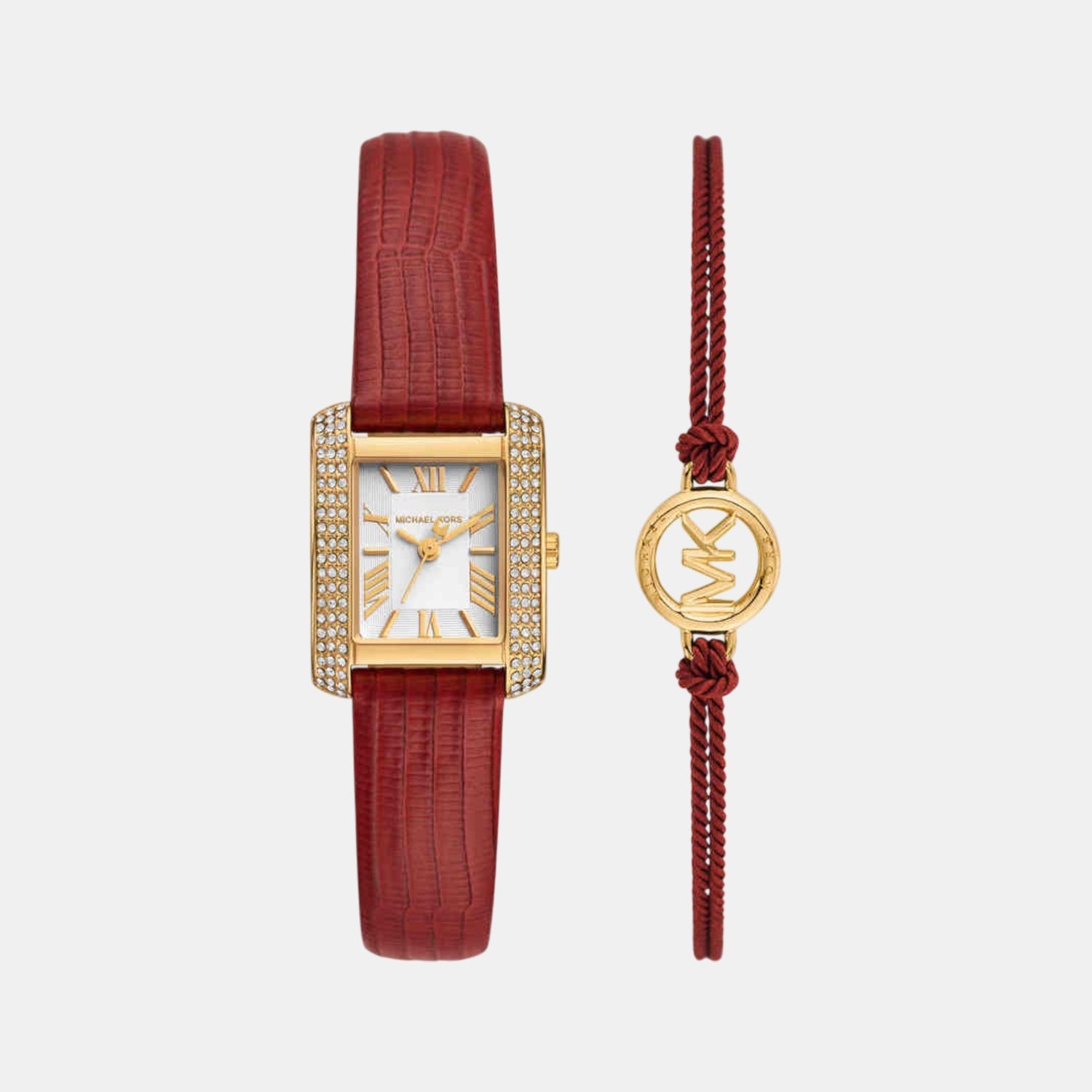 Michael Kors Emery Women Quartz White Dial Analog Leather Watch MK4874SET