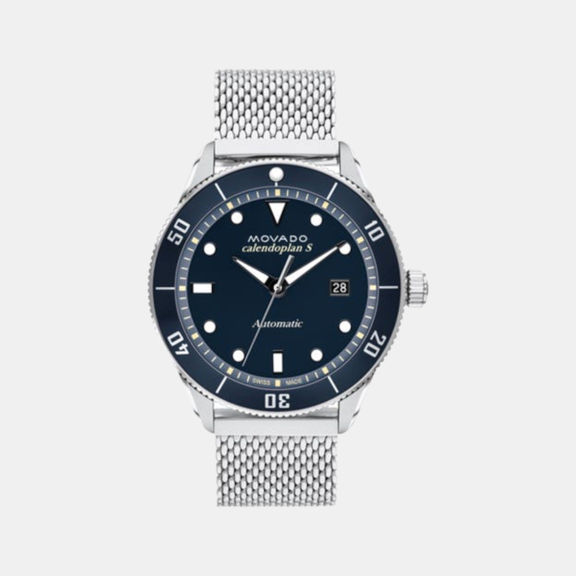 Movado Heritage Men Quartz Blue Dial Analog Stainless Steel Watch 3650136
