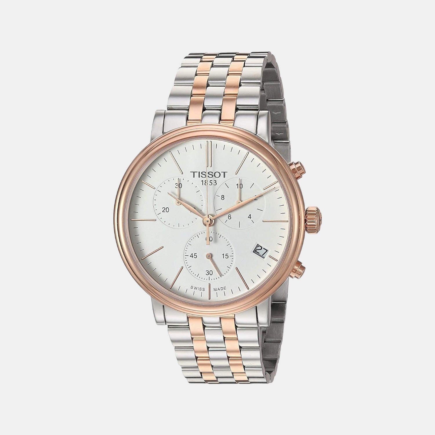 Tissot Carson Men Quartz White Dial Chronograph Stainless Steel Watch T1224172201100