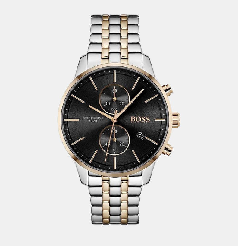 Boss Associate Men Quartz Black Dial Chronograph Stainless Steel Watch 1513840