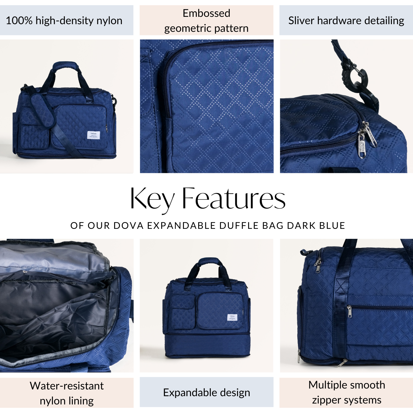 Nestasia Dova Expandable Duffle Bag Dark Blue - view 5
