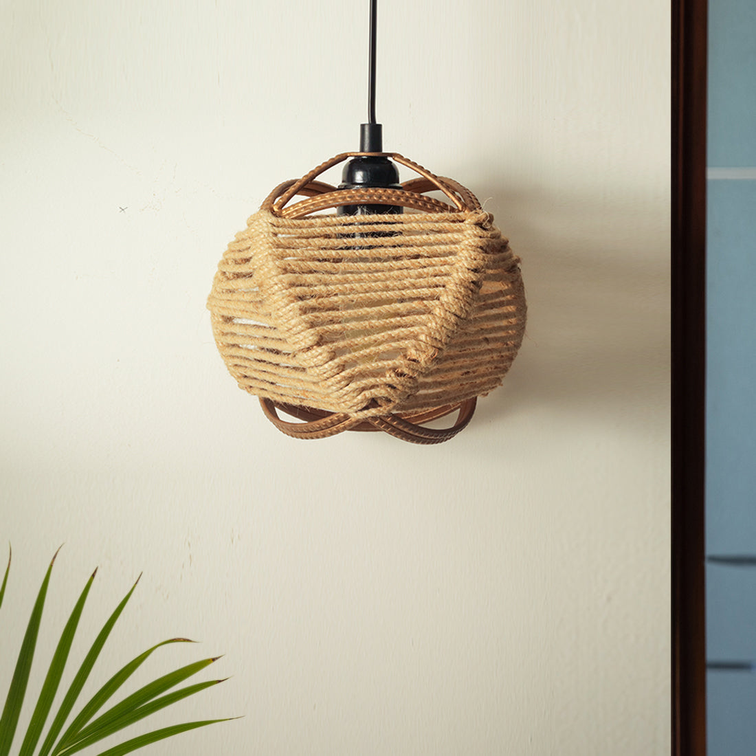 EXCLUSIVELANE 'Jute Goblet' Pendant Lamp In Iron (7 Inch, Matte Finish) - view 3