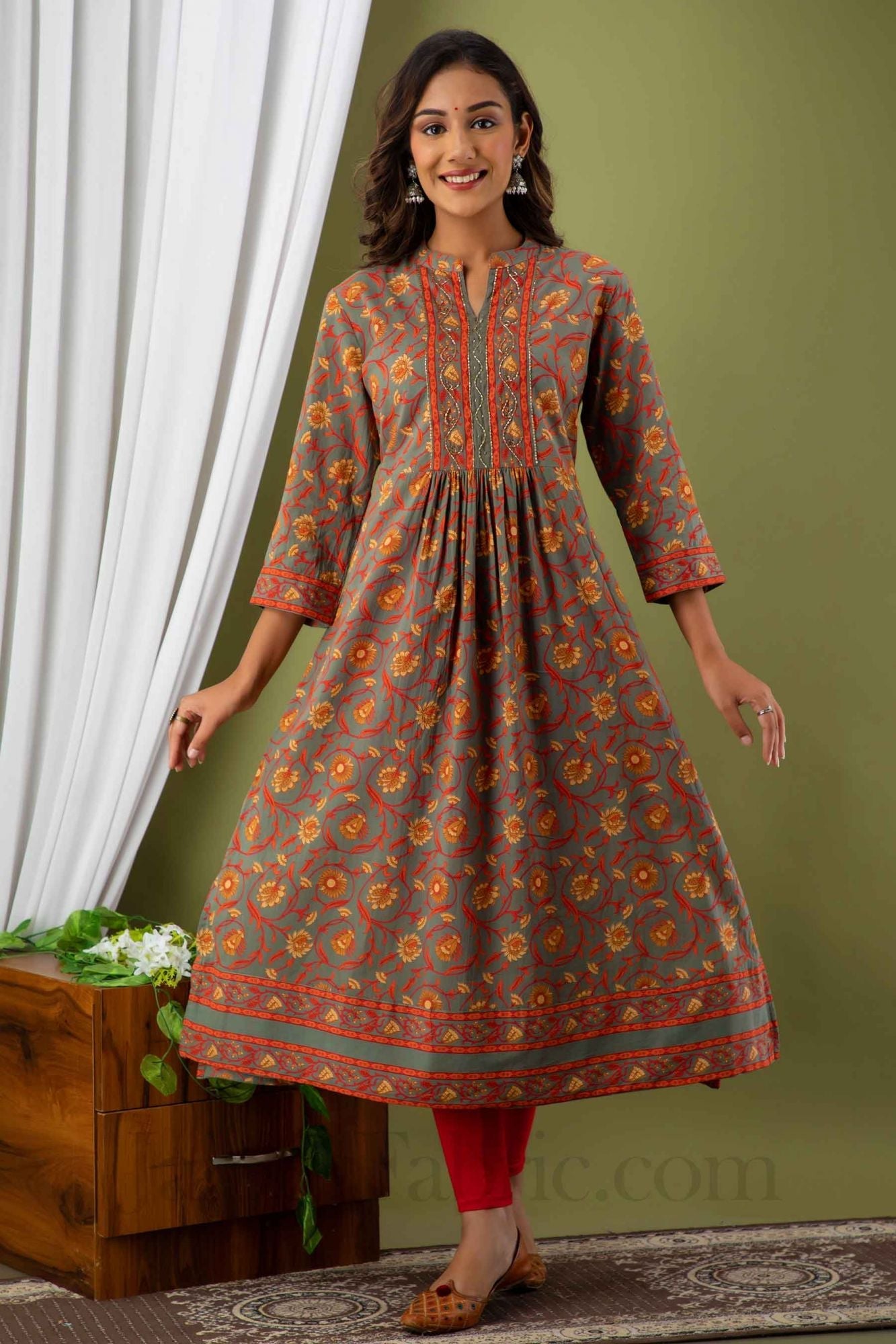 JaipurFabric® Women Colorful Cotton Flared Kurti