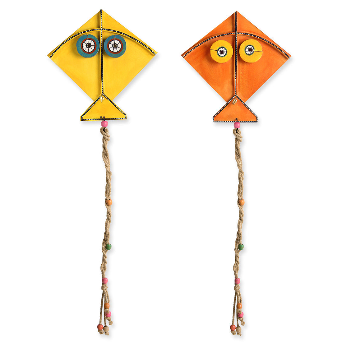 EXCLUSIVELANE 'Kite Pals' Handpainted Wall Décor Hangings In Pine Wood (Set of 2) - view 2