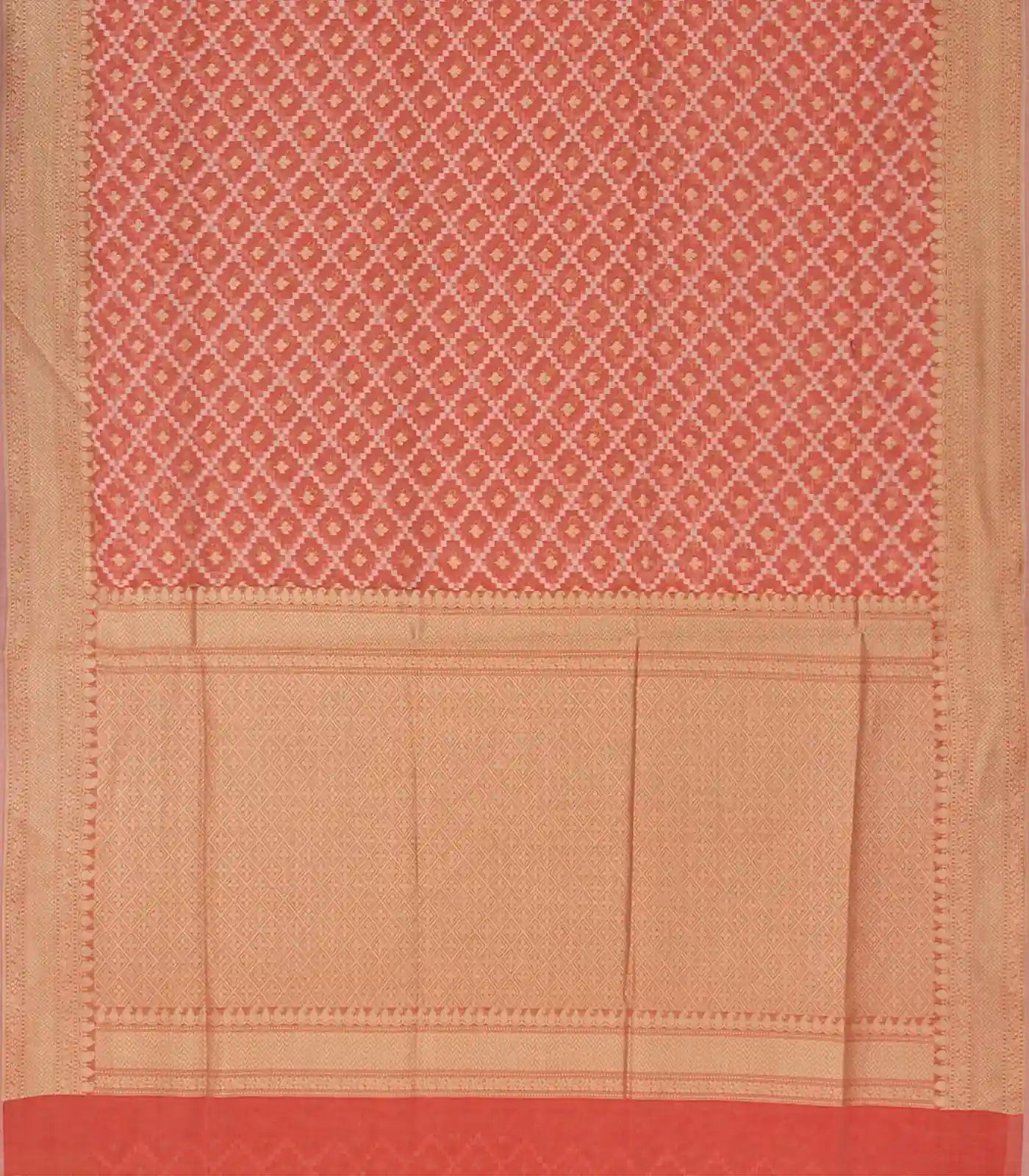 RmKV Peach Blended Banarasi Cotton Saree With Floral Motifs-Peach - view 2