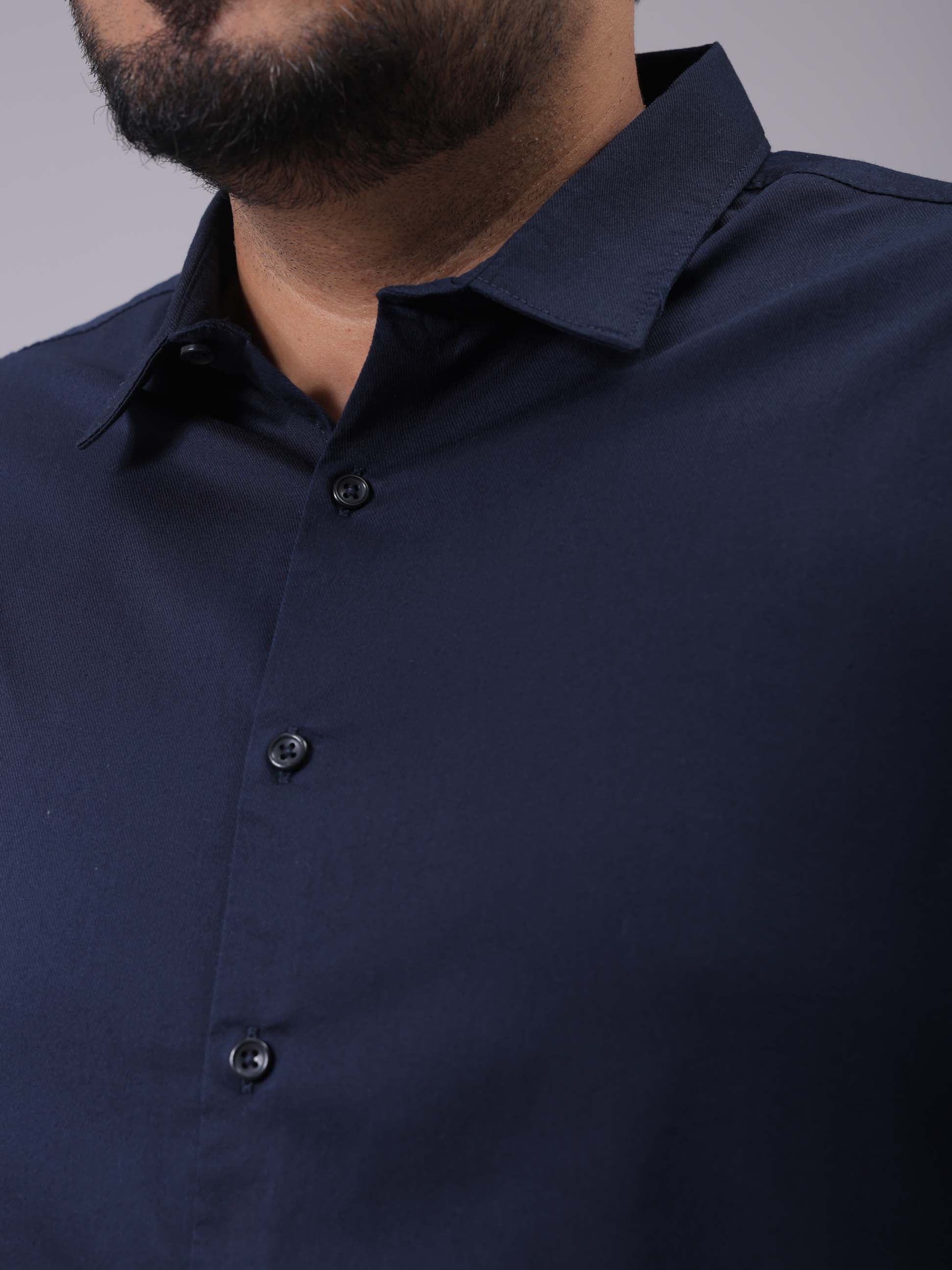 HARDSODA Men's Plus Size Navy Blue Regular Fit Solid Casual Shirt - view 6