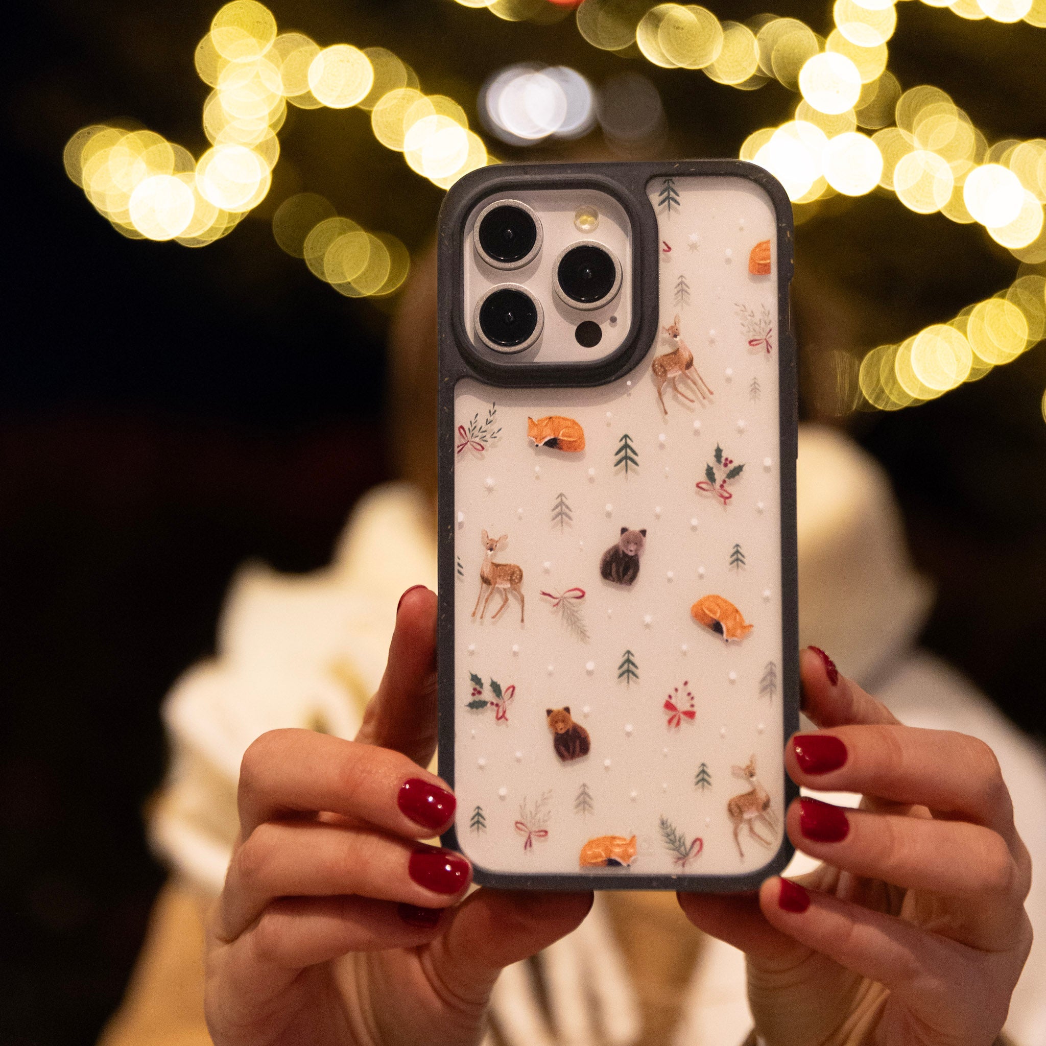 BlackTree Clear Winter Woodland iPhone 15 Plus Case With Black Ridge - view 2