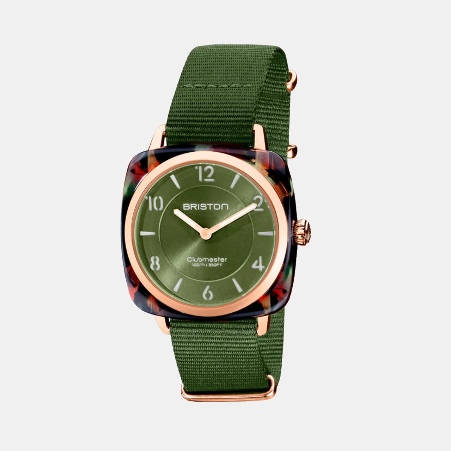 Briston Clubmaster Chic Women Quartz Olive Green Dial Analog Nato Watch 21536.PRA.UG.26.NOL