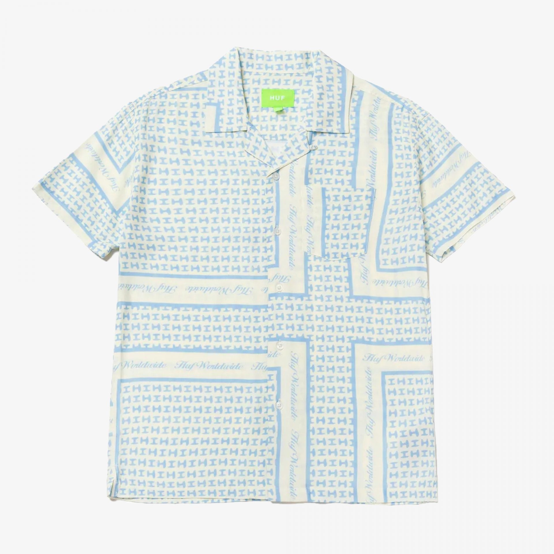 Huf | Scarf Resort Woven Top { White/blue - view 4
