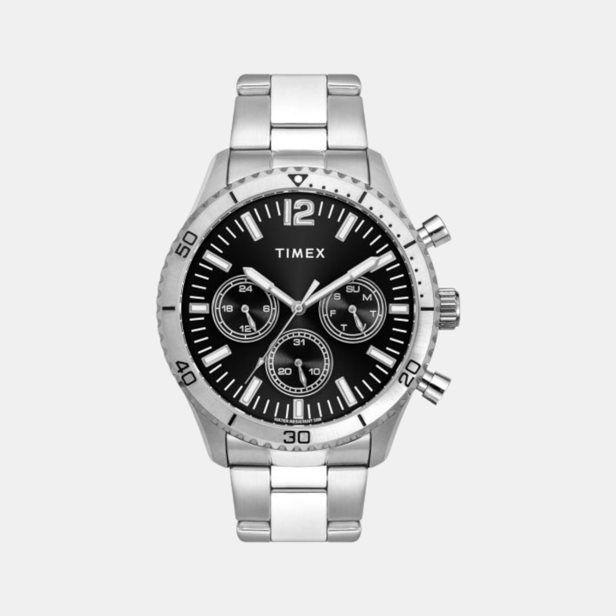Timex E Class Men Quartz Black Dial Chronograph Stainless Steel Watch TWEG22200