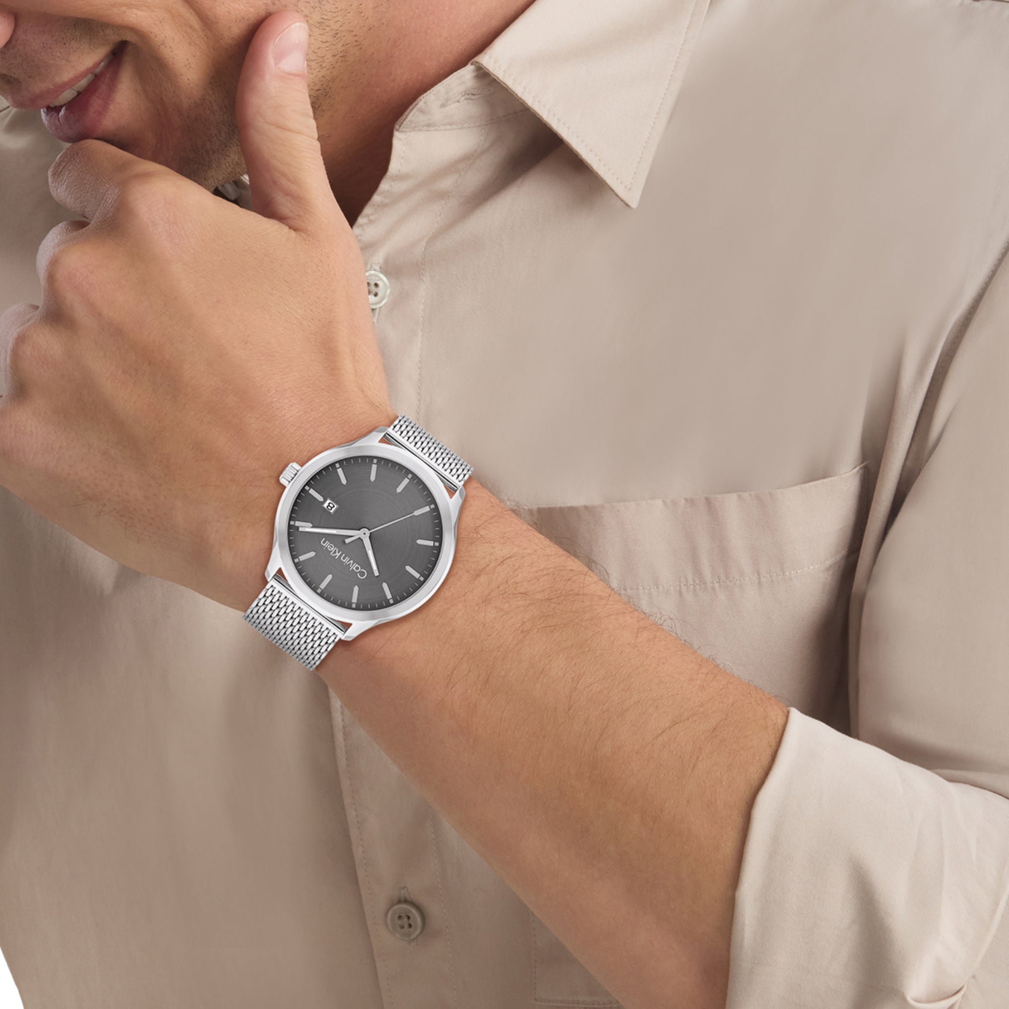 Calvin Klein Define Men Quartz Grey Dial Analog Mesh Watch 25200352 - view 5